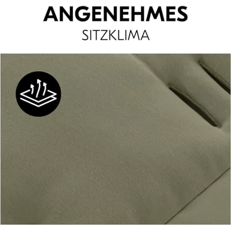 hauck Universal Sitzauflage für Buggys, Kinderwagen, Kinderfahrradanhänger, Baumwolle, Atmungsaktiv, Weich, Einfache Befestigung, Sommer & Winter (Olive) – Bild 4