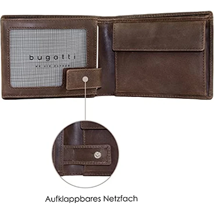 Bugatti Volo Geldbörse Herren Leder – Portemonnaie Herren Querformat Braun – Geldbeutel Portmonee Wallet Brieftasche Männer Portmonaise – Bild 3