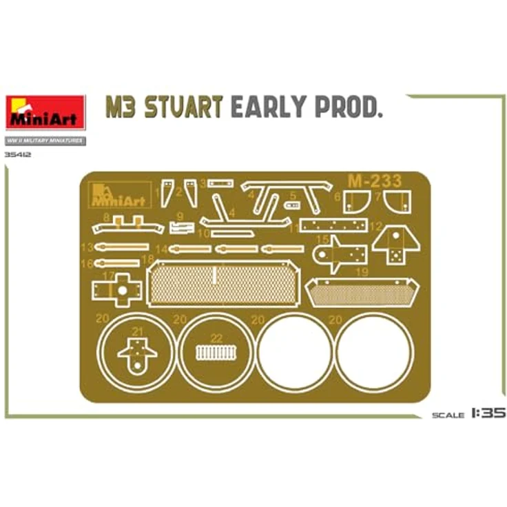 Other 1:35 M3 Stuart, Standmodell Panzer der frühen Produktionsreihe mit beweglichen Luken und 6 Varianten Decals – Bild 6