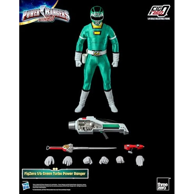 THREEZERO Power Rangers Turbo FigZero Actionfigur 1/6 Green Turbo Power Ranger, 30 cm, detailreich mit austauschbaren Teilen und Zubehör – Bild 6