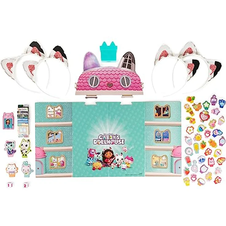 Spin Master Games Gabby's Dollhouse Meow-Mazing Brettspiel mit 4 Kitty Stirnbändern, für Familien und Kinder ab 4 Jahren, Mehrfarbig – Bild 3