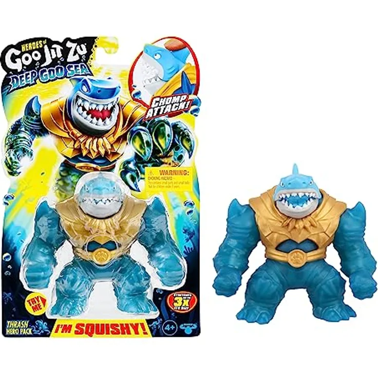 Heroes of Goo Jit Zu Deep GOO Sea Helden-Packung mit Thrash. Super Stretchy und Dehnbare Actionfigur mit besonderer Schleimfüllung und beweglichem Kiefer