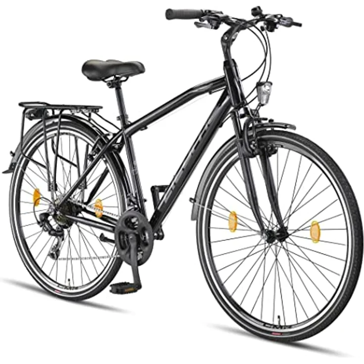 Licorne Bike Premium Trekking Bike in 28 Zoll - Fahrrad für Herren, Jungen, Damen und Herren - 21 Gang-Schaltung - Herren Citybike - Männerfahrrad - Life M-V-ATB - Schwarz/Grau – Bild 1