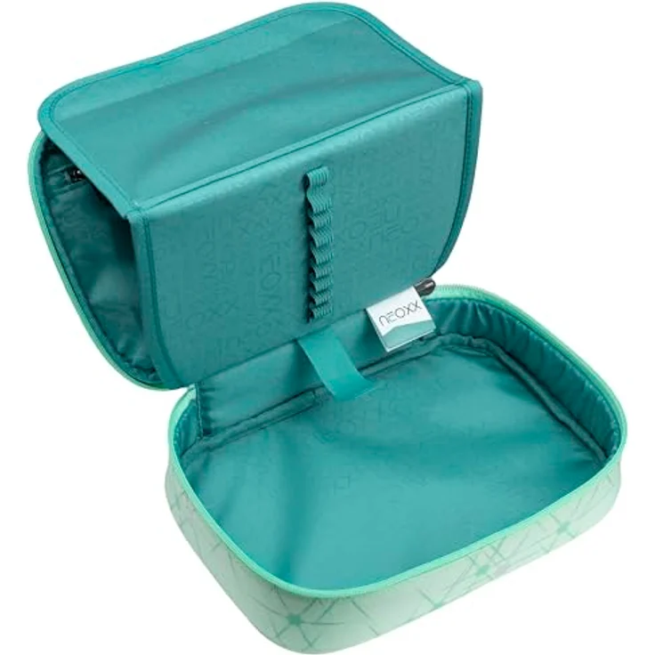 neoxx Schlamperbox Dunk Mintastic, Federmäppchen mit Platz für 1 Geodreieck, Stifte Flap mit 26 Stifteschlaufen, Maße: 23,5 x 17 x 6,5 cm, aus 100% recyceltem PET. – Bild 3