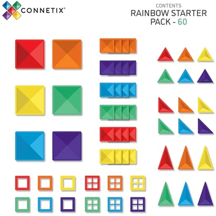 Connetix Magnetspielbausteine Rainbow Starter Pack, verstärkte Magnete pädagogisches Lernspiel, (Open Play, 60 Teile), ab 3 Jahren - Preisvergleich – Bild 6