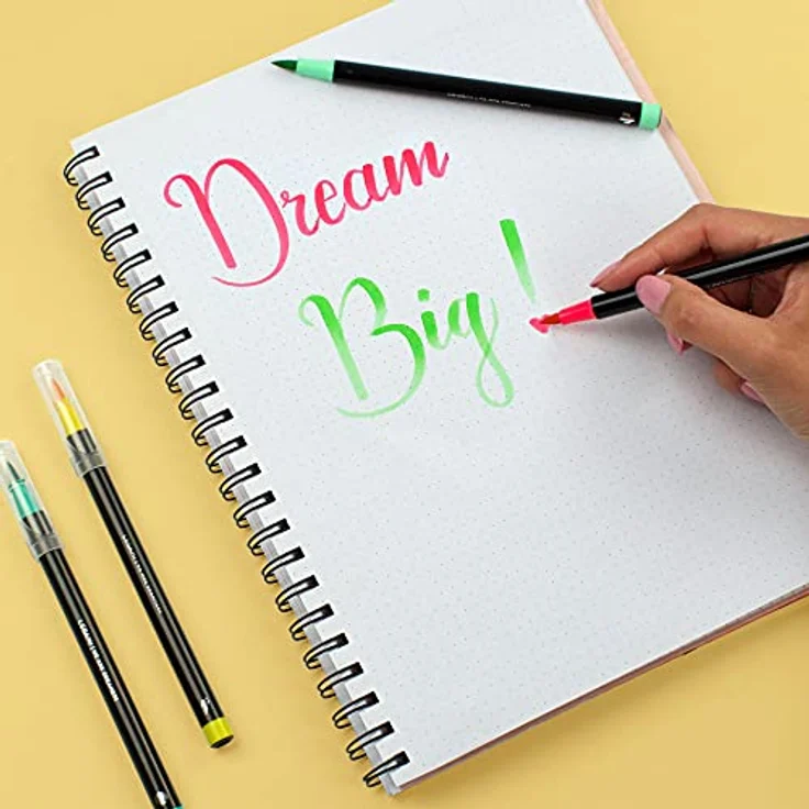 LEGAMI 12er Set Filzstifte Mit Pinselspitze, Flexible Nylonfaserspitze, Rosa, Lila, Hellgrün, Dunkelgrün, Petrolblau, Blau, Gelb, Orange, Rot, Braun und Schwarz. Ideal für Flüssige Züge und Variable Breiten, Markerdurchmesser 1 cm – Bild 4