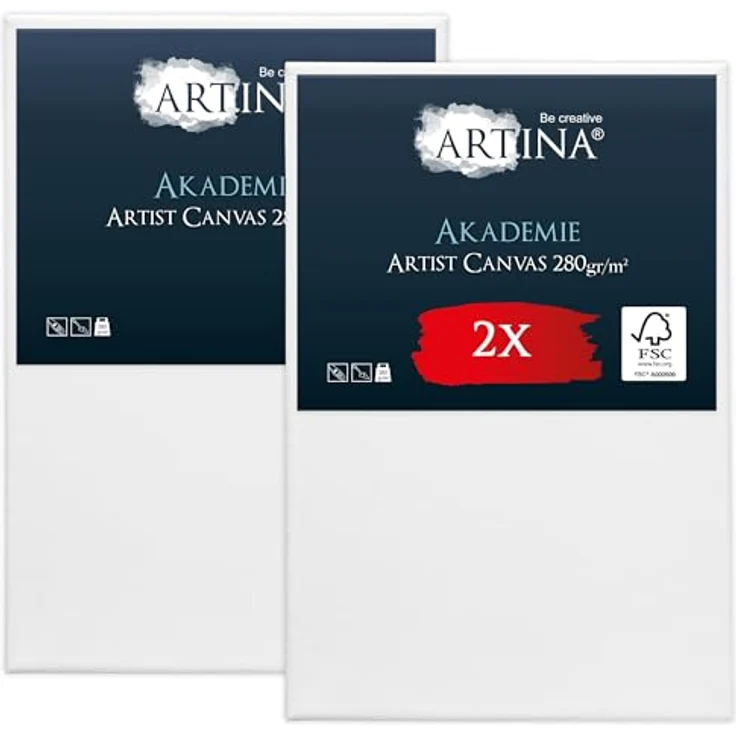 Artina Keilrahmen Leinwand 20x30 cm, 2er Set bespannte Canvas für Acrylfarben, 100% Baumwolle, FSC® zertifiziert – Bild 1