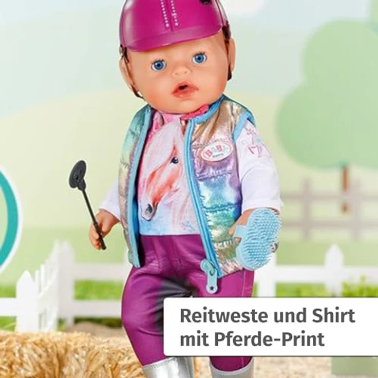 Baby Born Puppenkleidung Reiter-Outfit 43 cm, für BABY born Sister Puppe, mit Helm und Pferde-Accessoires – Bild 5