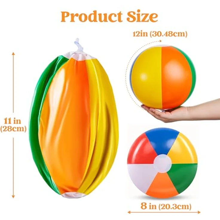 JOYIN Regenbogen Strand Bälle, 12er Pack aufblasbare 30 cm Wasserbälle für Sommer Spiele, geeignet für Kinder ab 36 Monaten – Bild 5