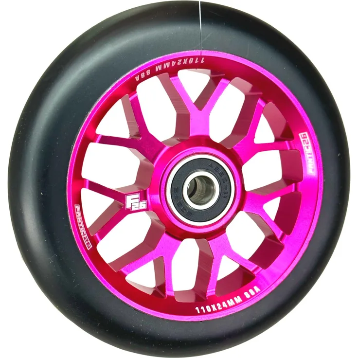 Fantic26 Spy7 Stunt-Scooter Rolle 110mm Abec11 Pink/Pu Schwarz, Aluminiumkern mit ABEC-11 Kugellagern und 88A Härte