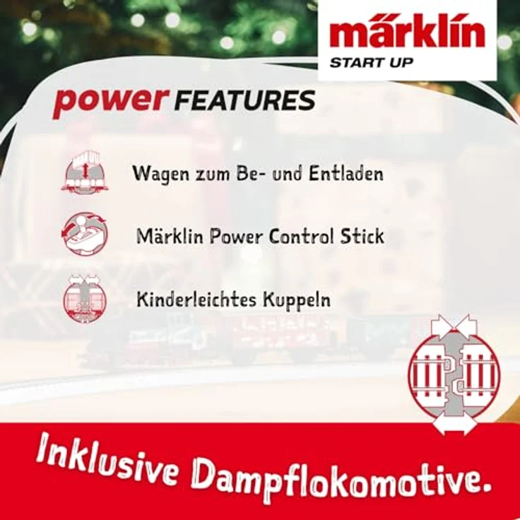 Märklin Startpackung Weihnachten, Modelleisenbahn Spur H0 mit Digital-Decoder mfx, kabellosem Infrarot-Steuergerät und C-Gleis-Anlage in Schneeoptik – Bild 4