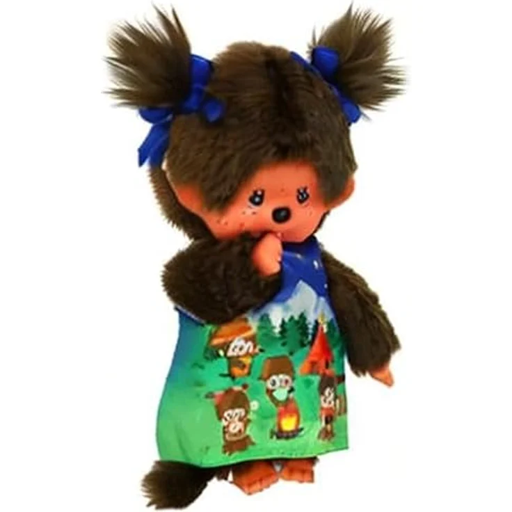 Sekiguchi Monchhichi Mädchen 20cm Camping Dress, Puppe mit bunter Lagerfeuerbekleidung, ab 24 Monaten – Bild 5