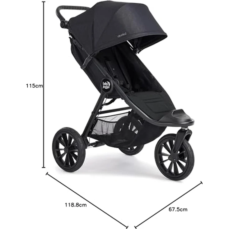 BABY JOGGER City Elite 2 Kombikinderwagen für jedes Gelände | Zusammenklappbarer und tragbarer Buggy | Opulent Black (schwarz) – Bild 8
