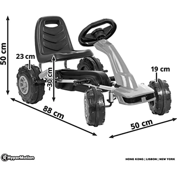 HyperMotion CHESTER Go-Kart Pedal-Gokart für Kinder 3-6 Jahre, Grau, mit 2 Fahrmodi – Bild 4