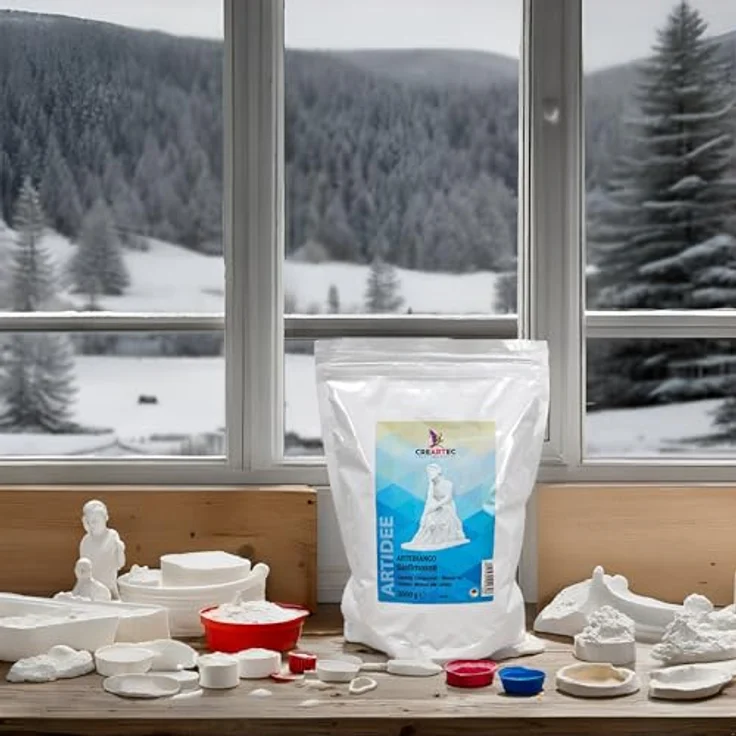 CREARTEC Artebianco Gießmasse, Modelliermasse für Kunstwerke, 1000g, weiß, wetter- und frostbeständig, Made in Germany – Bild 5
