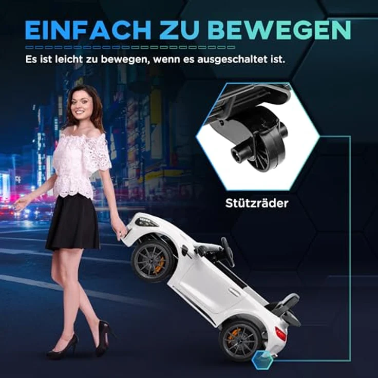AIYAPLAY Elektro-Kinderauto 12 V Kinderauto mit 2,4G Fernbedienung, USB, MP3, Musik, Belastbarkeit 25 kg, (1-tlg), 3-5 km/h, für Kinder 3-6 Jahre, Schwarz – Bild 4