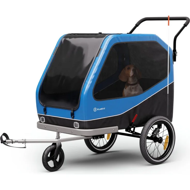 KLARFIT Fahrradkinderanhänger Goldie Buggy, Wetterfest Hund klappbar Stahl 20-28"