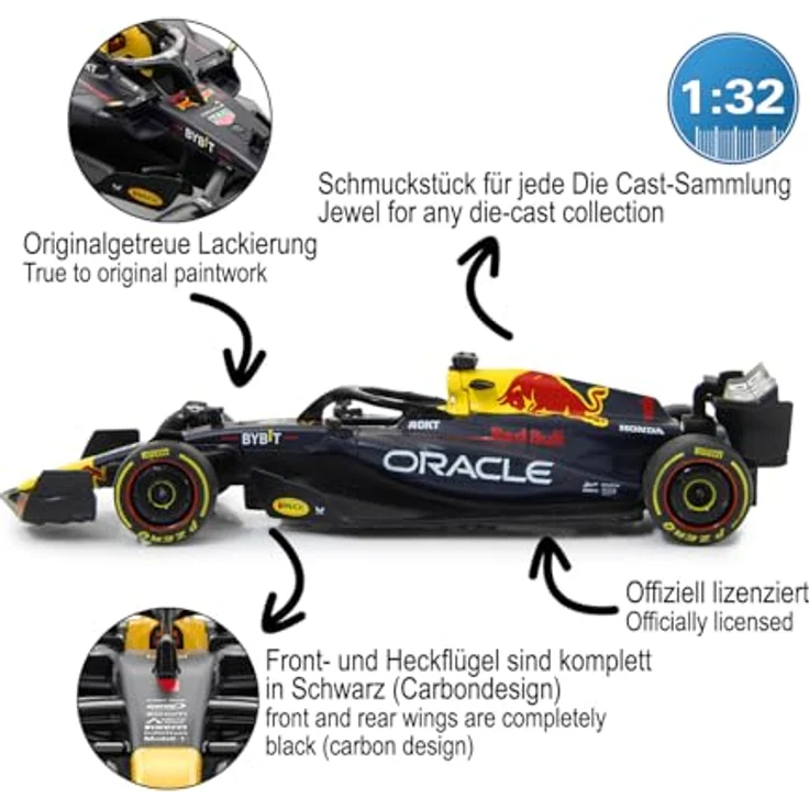 JAMARA Oracle Red Bull Racing RB19 Diecast 1:32, dunkelblau, originalgetreue Lackierung und hochwertige Verarbeitung, offiziell lizenziert – Bild 4