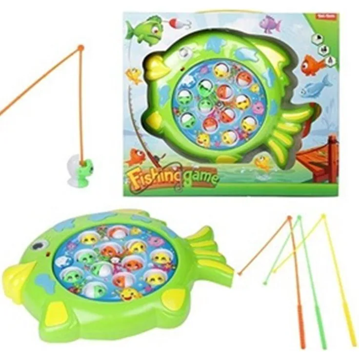 Toi-Toys 52245B Angelspiel Drehscheibe - Fange den Fisch mit Ton, 3 Angelruten, geeignet für Kinder ab 3 Jahren