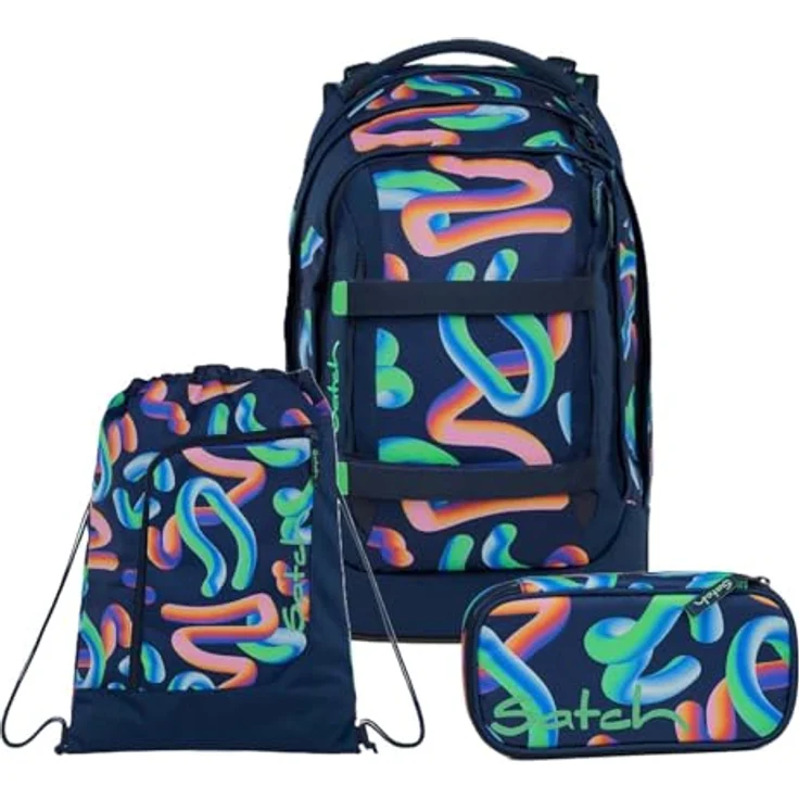 Satch Pack Schulrucksack Set 3tlg. mit Schlamperbox und Sportbeutel, 30 Liter Volumen, 3D Soft-Mesh Rückensystem, Crazy Twist – Bild 1