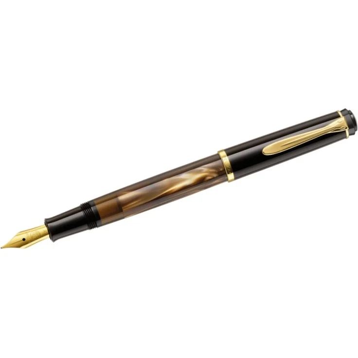 Pelikan Füllfederhalter Classic M200, vergoldete B-Feder, braun-marmoriert – Bild 1