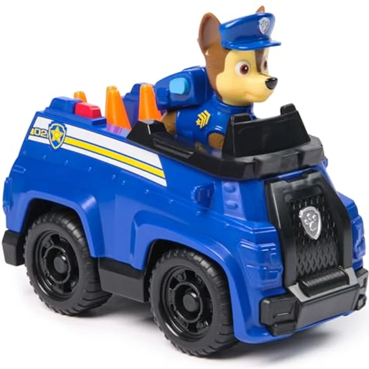 Spin Master PAW Patrol Spielzeug-Auto Chase, Polizeiwagen aus recyceltem Kunststoff, 13 cm mit Figur – Bild 4