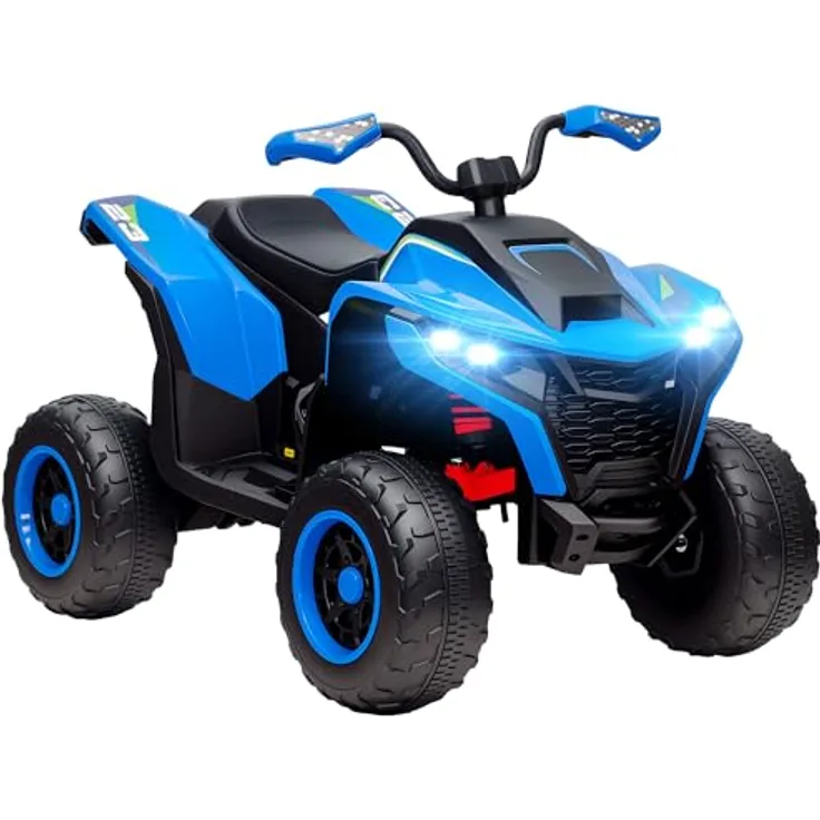 AIYAPLAY Elektro Quad für Kinder 12V Elektro Kinderquad mit 2 Motor, 3-6km/h Kinder Quad mit Federung, LED-Leuchte, Kinderauto mit USB, Musik für 3-8 Jahre, Blau