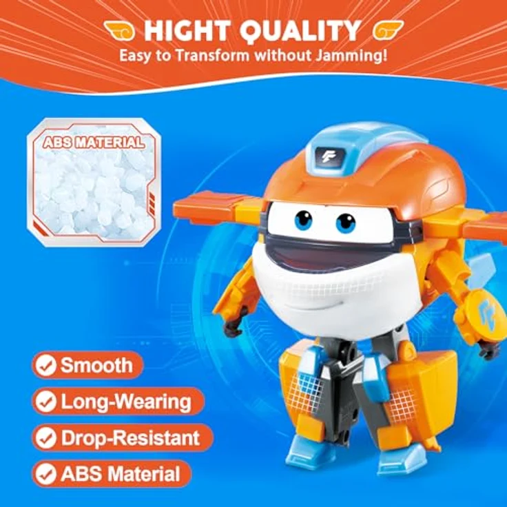 Super Wings Transformations-Flugzeug Supercharged Taki, 12,7 cm große Roboterfigur und Spielzeug-Flugzeug, orange, 2-in-1-Transformator für Kinder ab 3 Jahren – Bild 4