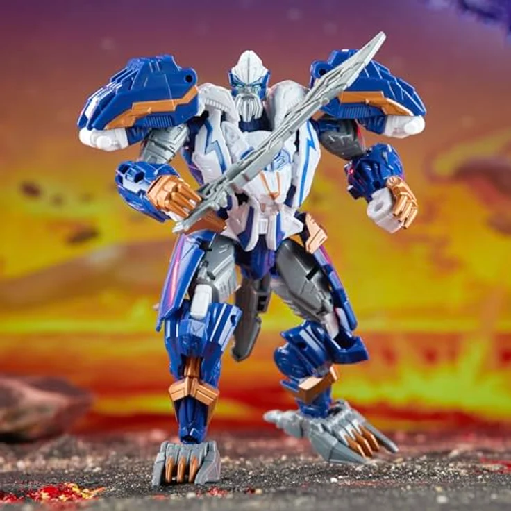 Transformers Legacy United Voyager-Klasse Prime Universe Thundertron Action-Figur, 17,5 cm, verwandelbar in cybertronischen Löwen, mit Schwert, beweglich – Bild 4