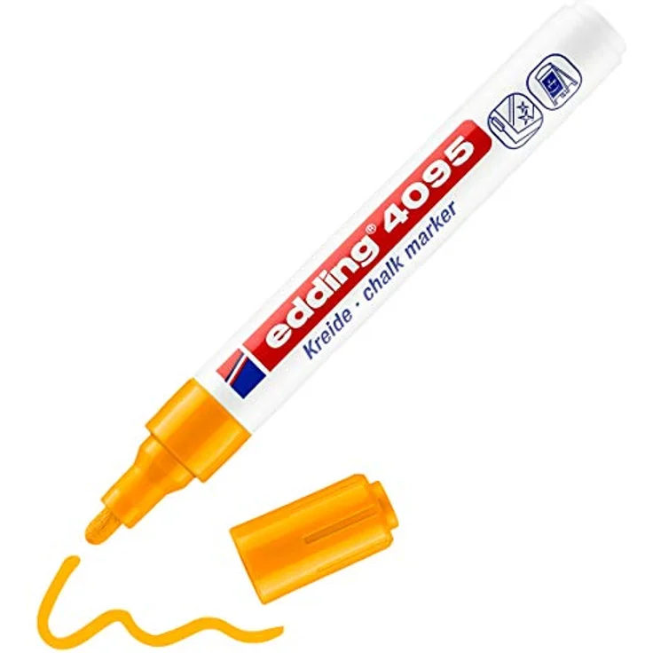 edding 4095 Kreidemarker, neonorange, Rundspitze 2-3 mm, wasserbasierte Flüssigkreide – Bild 1