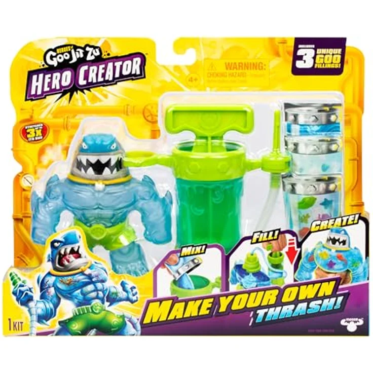 Heroes of Goo Jit Zu Hero Creator - Thrash, dehnbare Actionfigur mit Creator Chamber und 3 einzigartigen Füllungen, bis zu 50 cm dehnbar – Bild 4