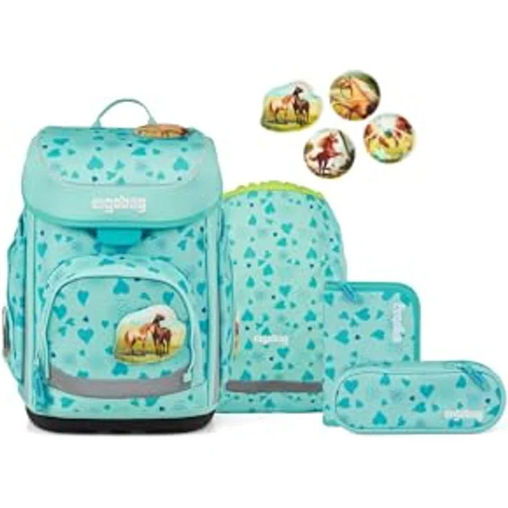 ergobag cubo Set, ergonomischer Schulranzen 5-teilig für die 1. Klasse, höhenverstellbares Tragesystem, wasserdicht, individualisierbar, 28 x 40 x 25 cm – Bild 1