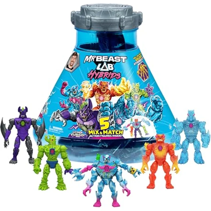MRBEAST LAB MrBeast Lab Hybrids Megapackung, Kombiniere verschiedene Hybrid-Teile und 5 Actionfiguren, inkl. Mega Torso Panther zur Enthüllung der wahren Farben, über 30 Monster zum Sammeln – Bild 1