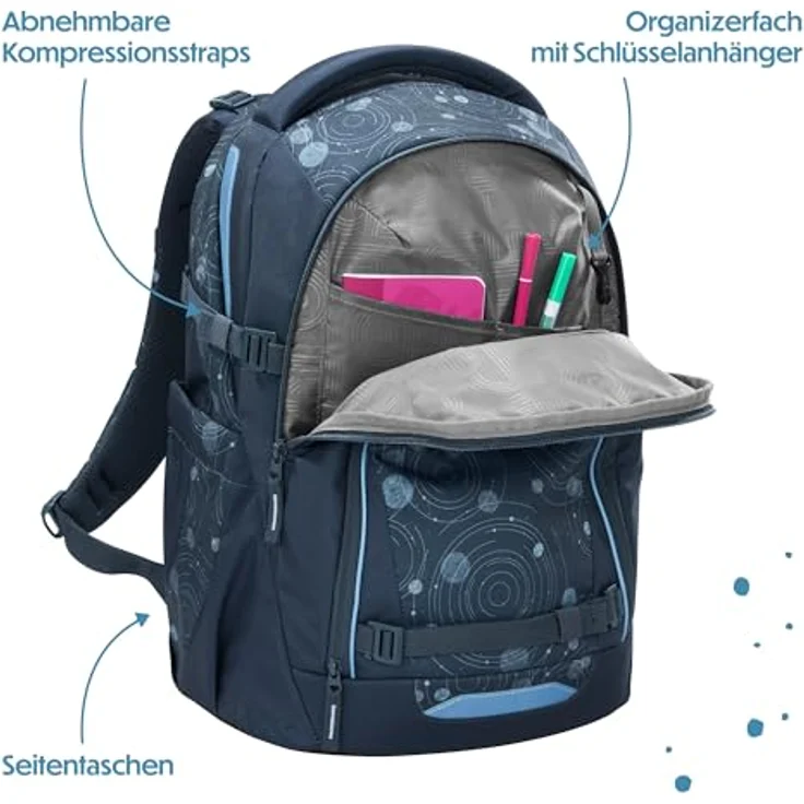 coocazoo Schulrucksack MATE, ergonomisch mit 30L Volumen, Blue Orbit – Bild 8