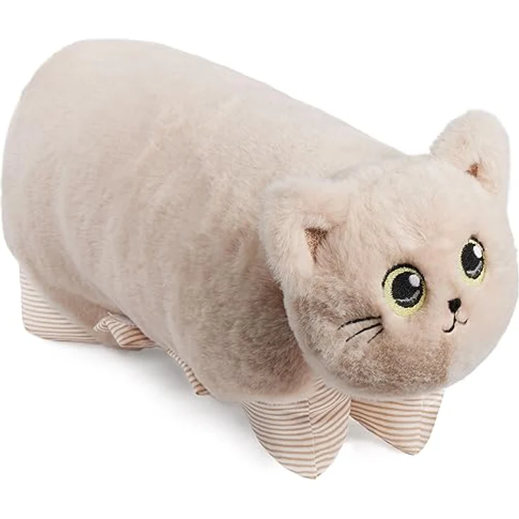 BRUBAKER Kuscheltier Katze - 2 in 1 Kuschelkissen 40 x 30 cm, Beige/Braun, Polyester, für Kinder und Erwachsene geeignet – Bild 6