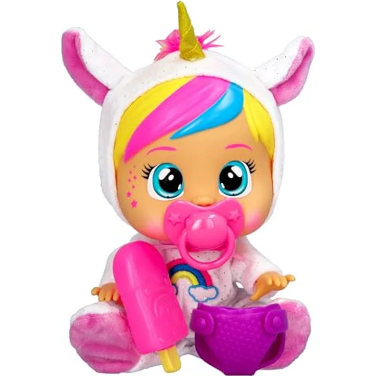 IMC TOYS Cry Babies Loving Care Fantasy Dreamy, Babypuppe mit weichem Pyjama, echten Tränen und Zubehörset, für Kinder ab 18 Monaten