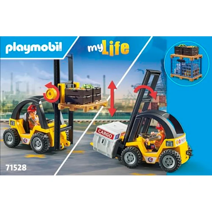 PLAYMOBIL MyLife Gabelstapler mit Fracht, Spielzeugset für Kinder ab 4 Jahren, sicher und robust, Artikelnummer 71528 – Bild 5