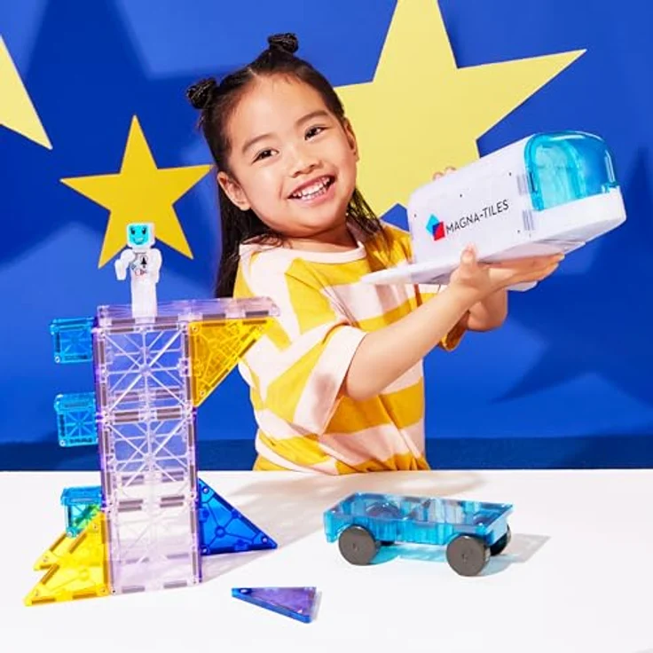 Magna-Tiles Space 32-teiliges Magnetbauset - Die Originale Magnetbaumarke mit Space Shuttle und reichlich Stauraum – Bild 2