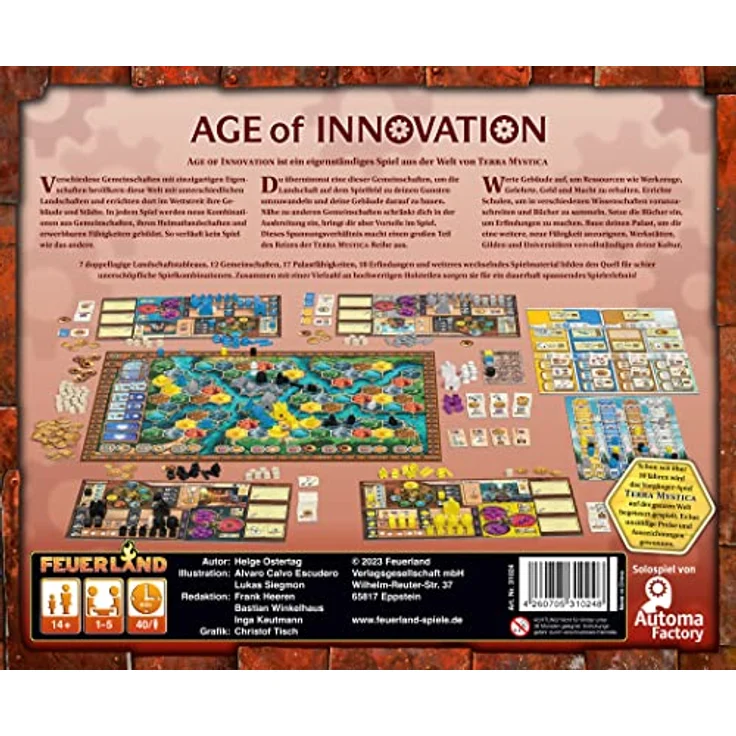 Feuerland Spiele 31024 Age of Innovation - Ein Terra Mystica Spiel, 1 Stück, Ab 14 Jahren, 1-5 Spieler, Deutsch – Bild 3