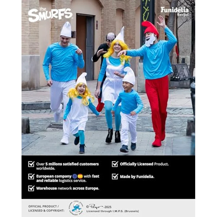 Funidelia Offizielles Schlumpfine Kostüm für Damen, Größe L, mit Schwanz, Strümpfen und Mütze, lustige The Smurfs Verkleidung in Blau, perfekt für Karneval und Halloween – Bild 5
