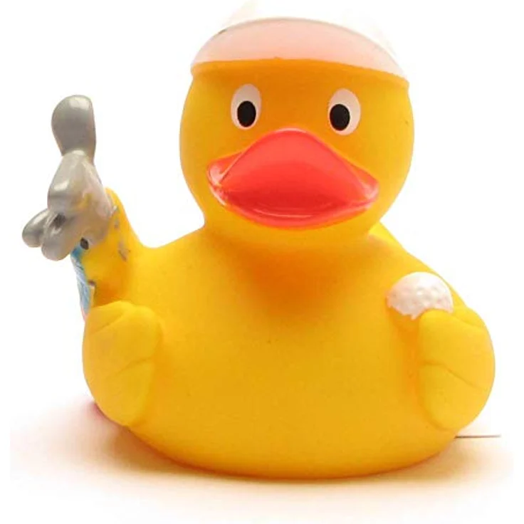 Duckshop Badeente - personalisierbar (Golf Ente) mit eigenem Wunschtext, L: 8 cm, B: 7 cm, H: 7,5 cm, aus Vinyl – Bild 5