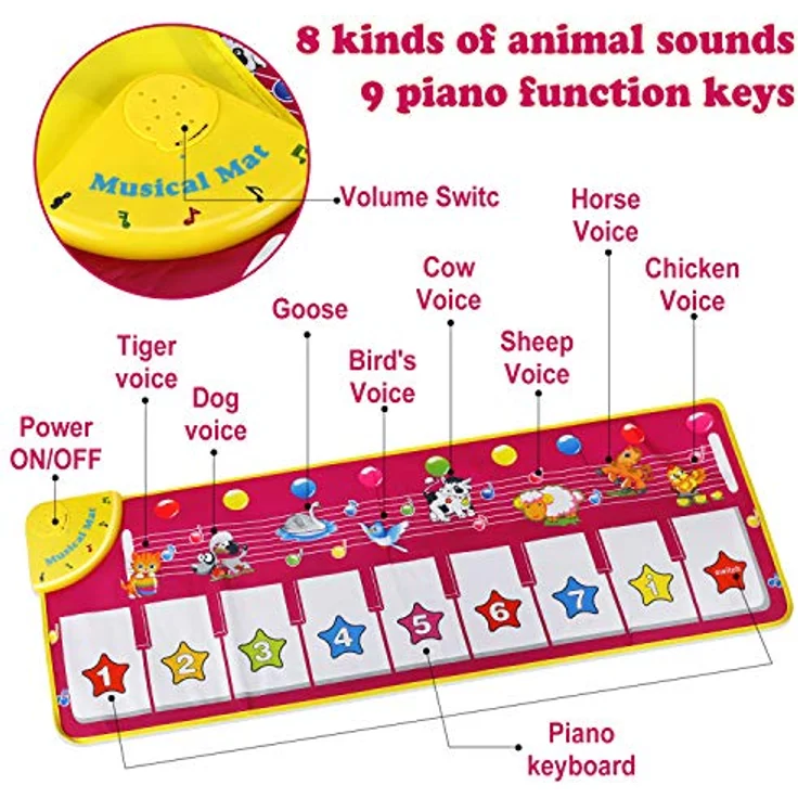 EXTSUD Klaviermatte,Kinderspielzeug Geschenk für Jungen Mädchen,Kleinkind Tanzmatten,Baby Spielzeug ab 1 Jahr Geschenk, Mädchen Instrumenten Klaviertastatur Keyboard Musikmatte – Bild 3