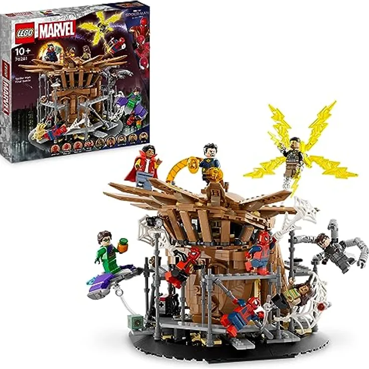LEGO 76261 Marvel Spider-Mans großer Showdown, Spider-Man: No Way Home-Set mit 3 Peter Parker-Minifiguren sowie Green Goblin, Electro, Sandman, Ned, Doctor Strange und MJ, Sammlermodell
