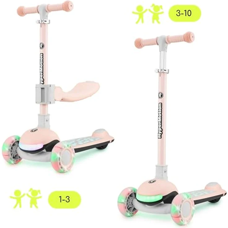 HyperMotion LUMI 3in1 Kinderroller mit LED-Beleuchtung, Sitz höhenverstellbar, klappbar, PolyurethanRäder, T-Bar Lenker, bis 50 kg, blau, für Kinder ab 1 Jahr – Bild 5