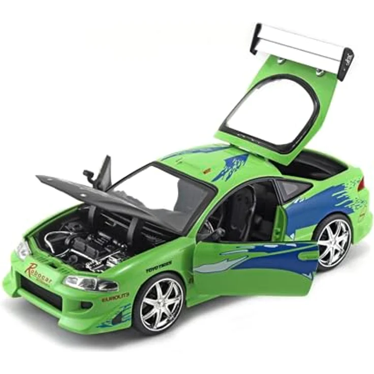 Jada Fast & Furious 1995 Mitsubishi Eclipse, Modellauto im Maßstab 1:24 mit funktionierenden Türen und Kofferraum, grün – Bild 2