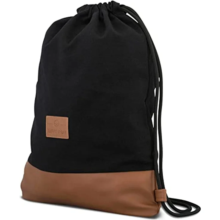 Johnny Urban Turnbeutel Damen & Herren Schwarz - Luke - Beutel Rucksack mit Kordelzug - Baumwoll Canvas - Kleine Innentasche für Wertsachen – Bild 2