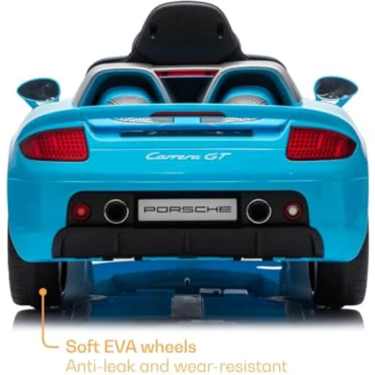 Porsche Carrera GT Elektro-Kinderauto 12V, lizenziertes Elektroauto für Kinder (1-5 Jahre), mit Ledersitz, Fernbedienung, Bluetooth und EVA-Reifen, Blau – Bild 4