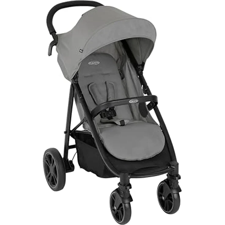 Graco EeZeFold Sportwagen mit cleverem Faltmechanismus, ab Geburt bis ca. 3 Jahre (0 bis 15 kg), inkl. Regenverdeck, grau, Steeple Gray – Bild 1