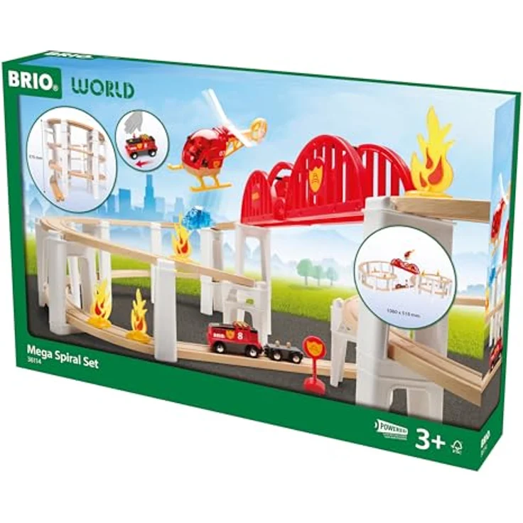 Brio 63611400 Schienenpaket Berg und Tal, 63-teiliges Spiralenset mit modularen Schienen und Stützen, inkl. Lok und Zubehör – Bild 3
