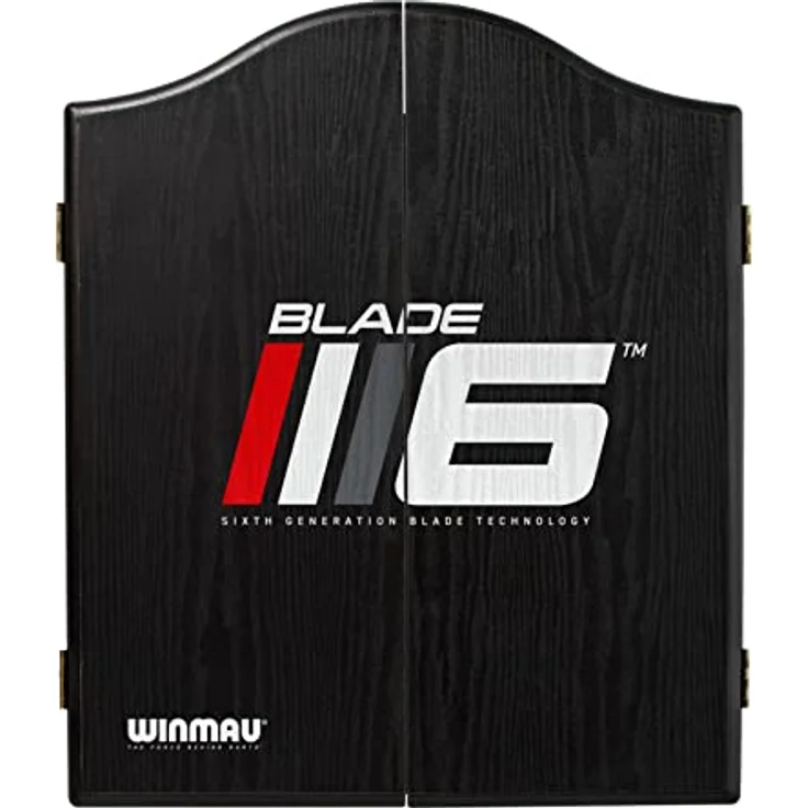 Winmau Dartboard-Cabinet "Blade 6", schwarz, mit Punktzähltafeln und edler Furnieroptik – Bild 1